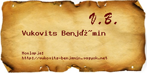 Vukovits Benjámin névjegykártya